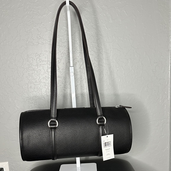 Coach Black Pebbled Leather Barrel Shoulder Bag NWT - Picture 2 of 10